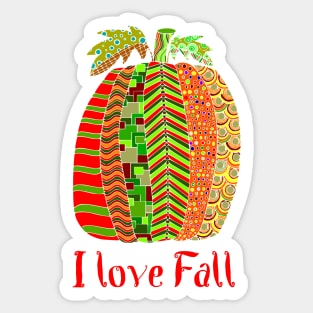 I love Fall - pumpkin design Sticker